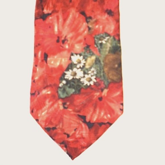 ERMENEGILDO ZEGNA red floral silk tie Italy